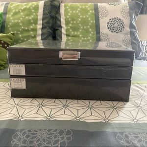 NWT Container Store Supersize Stackers Jewelry boxes, Gray 3-piece